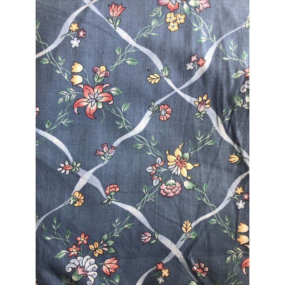 Vintage Atelier Originals Blue Floral Cotton Decor Fabric 12 Yards 54"